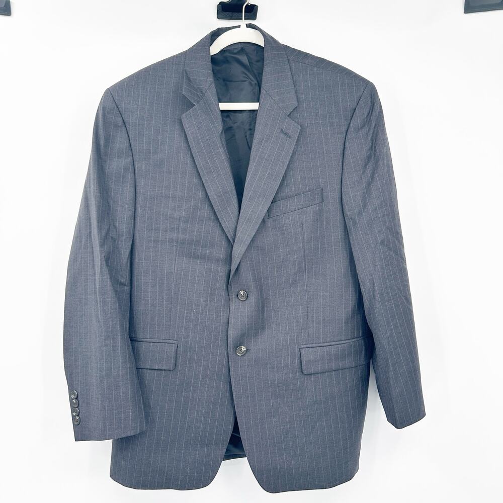 Lauren Ralph Lauren Mens Business Formal Pinstripe‎ 100% Wool Blazer 44R Gray